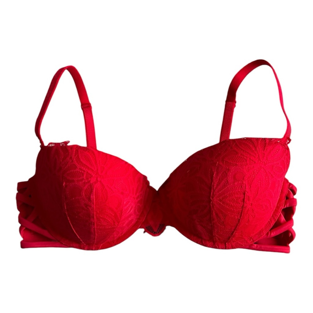 PINK Victoria's Secret Red Satin Push-Up Bra